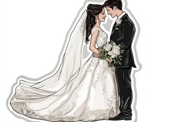 Simple vector illustration of a bride and groom