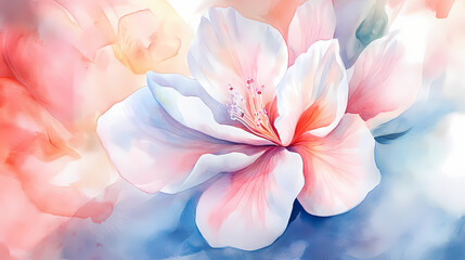 Fototapeta premium Delicate watercolor painting of a blooming flower with soft petals. Seapearl. Illustration