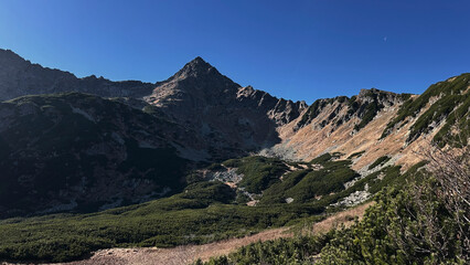 Beautiful autumn mountains of the national park along the trail