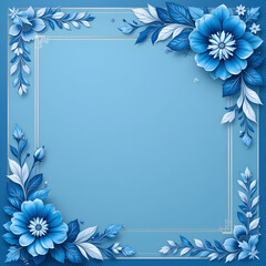 Obraz premium Elegant Blue Floral Frame with Intricate Decoration