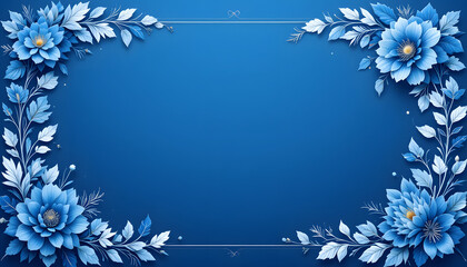 Obraz premium Elegant Blue Floral Frame with Intricate Decoration