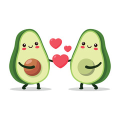 Cute avocado couple in love. Vectore flat illustration