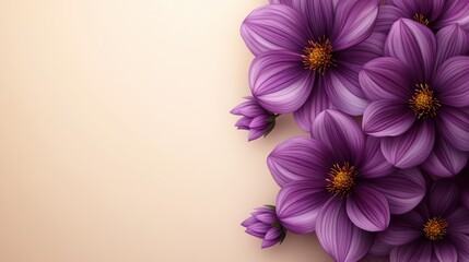 Obraz premium Elegant purple flowers on soft beige background