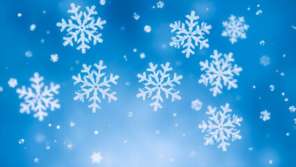 Stunning blue snowflakes scattered across a cool winter background, perfect for seasonal themes. Generative AI