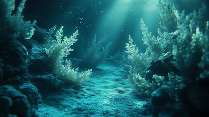 Naklejka premium Abstract swirling blue clouds in a mystical atmosphere