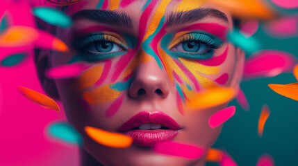 Vibrant face paint, colorful makeup