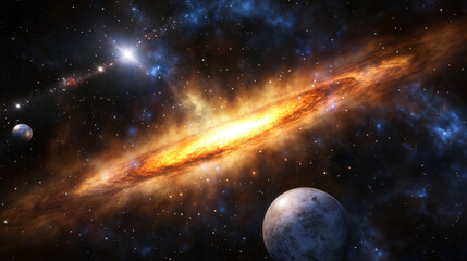 Obraz premium Milky Way galaxy with planets and stars