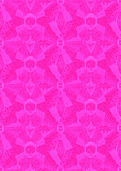 Hand-drawn abstract seamless ornament. Neon pink (plastic pink) background and glowing pattern on it. Cloth texture. Digital artwork, A4. (pattern: p05e)