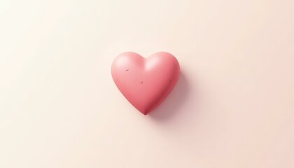 Obraz premium Pink Heart on Beige Background, Love Symbol, Valentine's Day