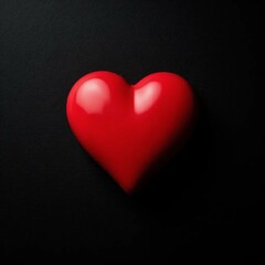 Obraz premium Red 3D Heart on Black, Valentine's, Love, Minimalist, Modern