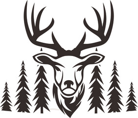 hunting Deer Duck and fish minimalist logo design	