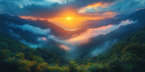 Fototapeta premium Vibrant Blue Nebula and Glowing Stars in Cosmic Landscape