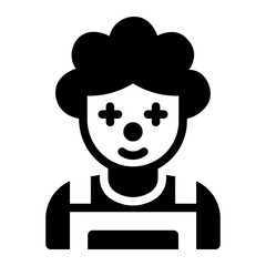 Clown avatar glyph icon representing entertainment and fun in events
