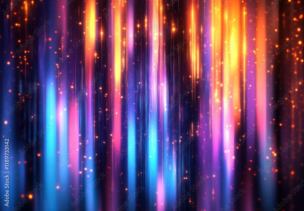 Poster abstract digital art with vibrant lights in technology background