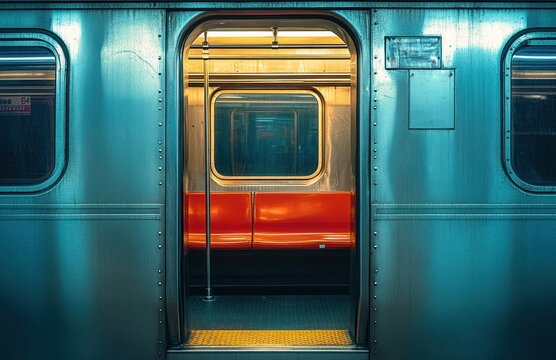 Nostalgic New York City Subway Door Open Vintage Style