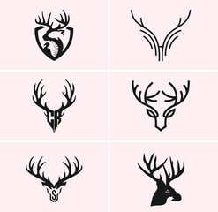 hunting Deer Duck and fish minimalist logo design	