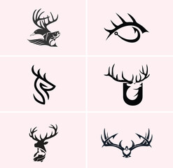 hunting Deer Duck and fish minimalist logo design	