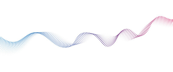 Flowing Dot Wave halftone gradient pattern on transparent background	