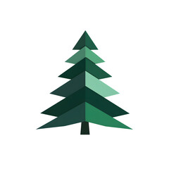 Fototapeta premium Minimalistic Pine Tree Icon with Triangular Layered Design