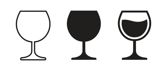 Vector Wine Glasses Icon Set. Wine Glasses Symbols