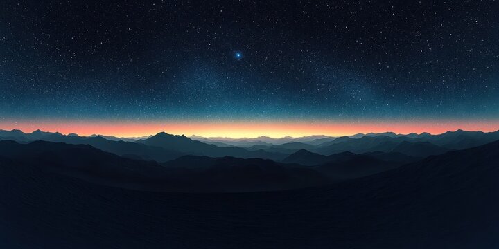 Starry Night Sky Texture Equirectangular Projection Night Landscape Twilight Horizon Mountains