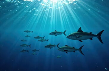 background with schools of fish