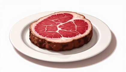 Obraz premium Filet mignon steak on a white plate with artistic shadows, gourmet cuisine
