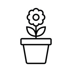 flower pot icon vector design line style