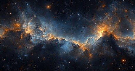 Fototapeta premium Celestial Nebula in Deep Space with Stars and Glowing Clouds