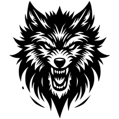 Silhouette of an angry wolf