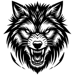 Silhouette of an angry wolf