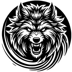 Silhouette of an angry wolf