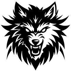 Silhouette of an angry wolf