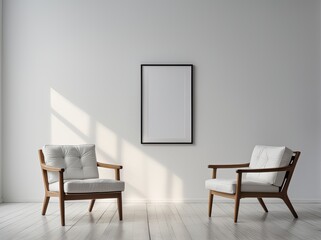 Minimalist Room with Armchairs and Wall Frame
