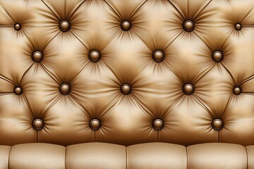 Naklejka premium Beige Leather Upholstery with Tufted Diamond Pattern and Circular Buttons