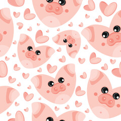 Fototapeta premium hearts with an animal design, namely a pink pig heart design and pink hearts, valentine's day pattern