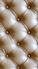 Fototapeta premium Beige Leather Upholstery with Tufted Diamond Pattern