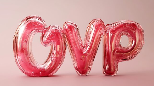 Red translucent letters forming the word OVP