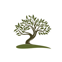 Naklejka premium Flat Vector Design of Olive Tree with Elegant Rounded Canopy