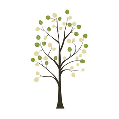 Obraz premium Simple 2D Aspen Tree Logo with Small Rounded Leaves