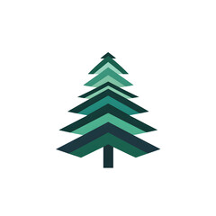 Fototapeta premium Modern Minimal Spruce Tree Icon on White Background