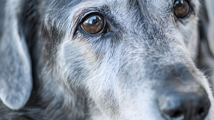 Fototapeta premium Portrait of a Wise Senior Dog Highlighting its Distinctive Jowls and Expressive Facial Features