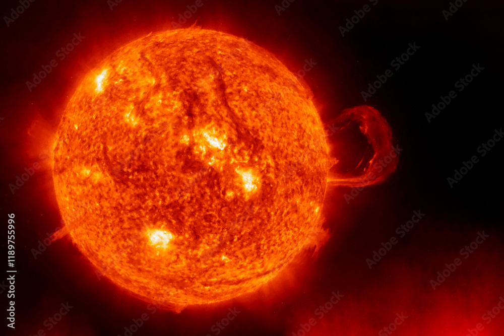 Wall mural sun on a dark background. elements of this image furnished by nasa