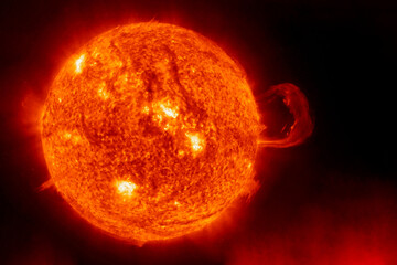 Sun on a dark background. Elements of this image furnished by NASA
