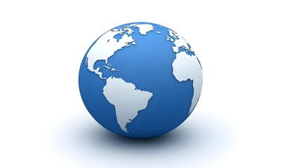 Fototapeta premium Blue 3D globe, earth, world map, continents.