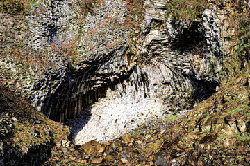 Basalt Caves of Genbudo Park in Natural Cliff Formation , Sanin Kaigan Geopark, Toyooka, Japan