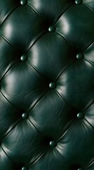 Naklejka premium Dark Green Leather Upholstery with Diamond Tufting