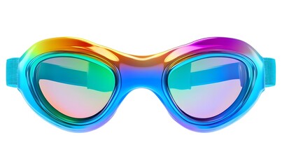 Fototapeta premium Colorful iridescent swimming goggles isolated on white.