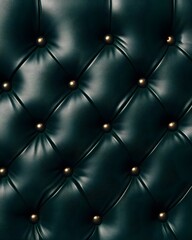Obraz premium Dark Teal Leather Upholstery with Gold Buttons