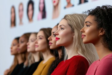 Obraz premium Celebrating International Women's Day, profile of diverse women symbolizing empowerment, feminism, March 8 concept